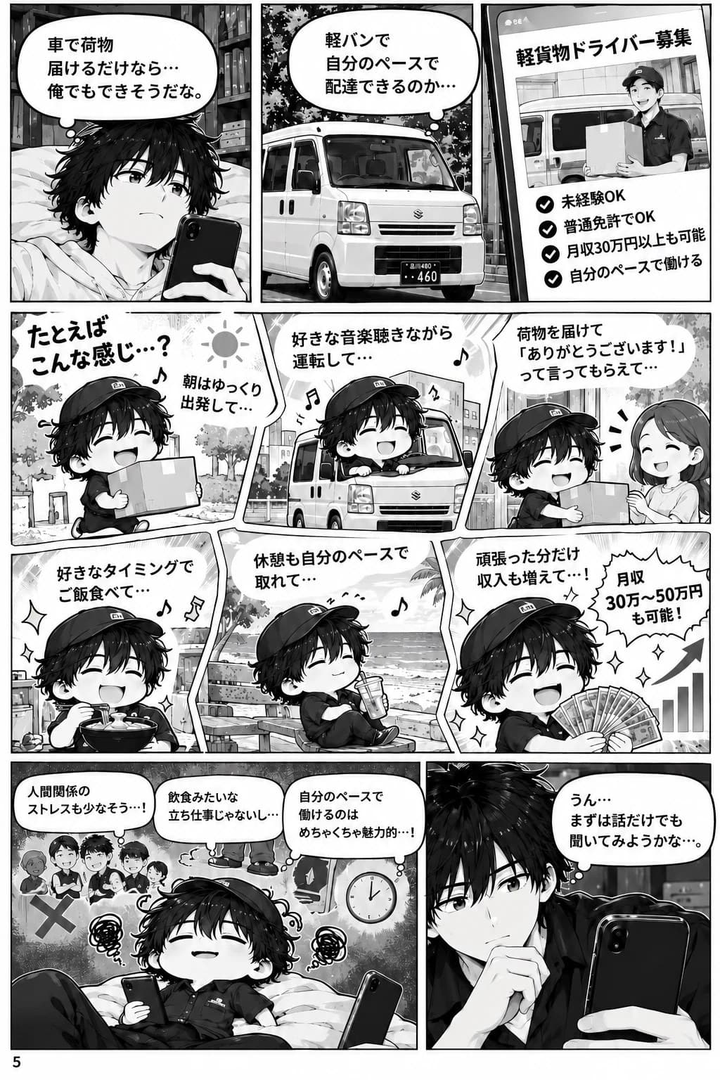 今日も不在です。 第1話「安定か、高収入か。」 5ページ目